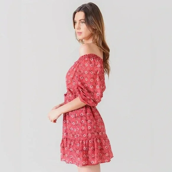 Xirena Jia Floral Silk Blend Mini Dress Coral Blush - Picture 3 of 13